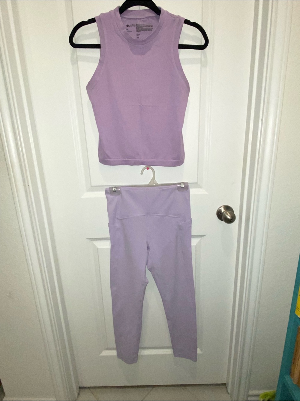 Zella Lavender High-Rise Leggings & Crop Tank Set